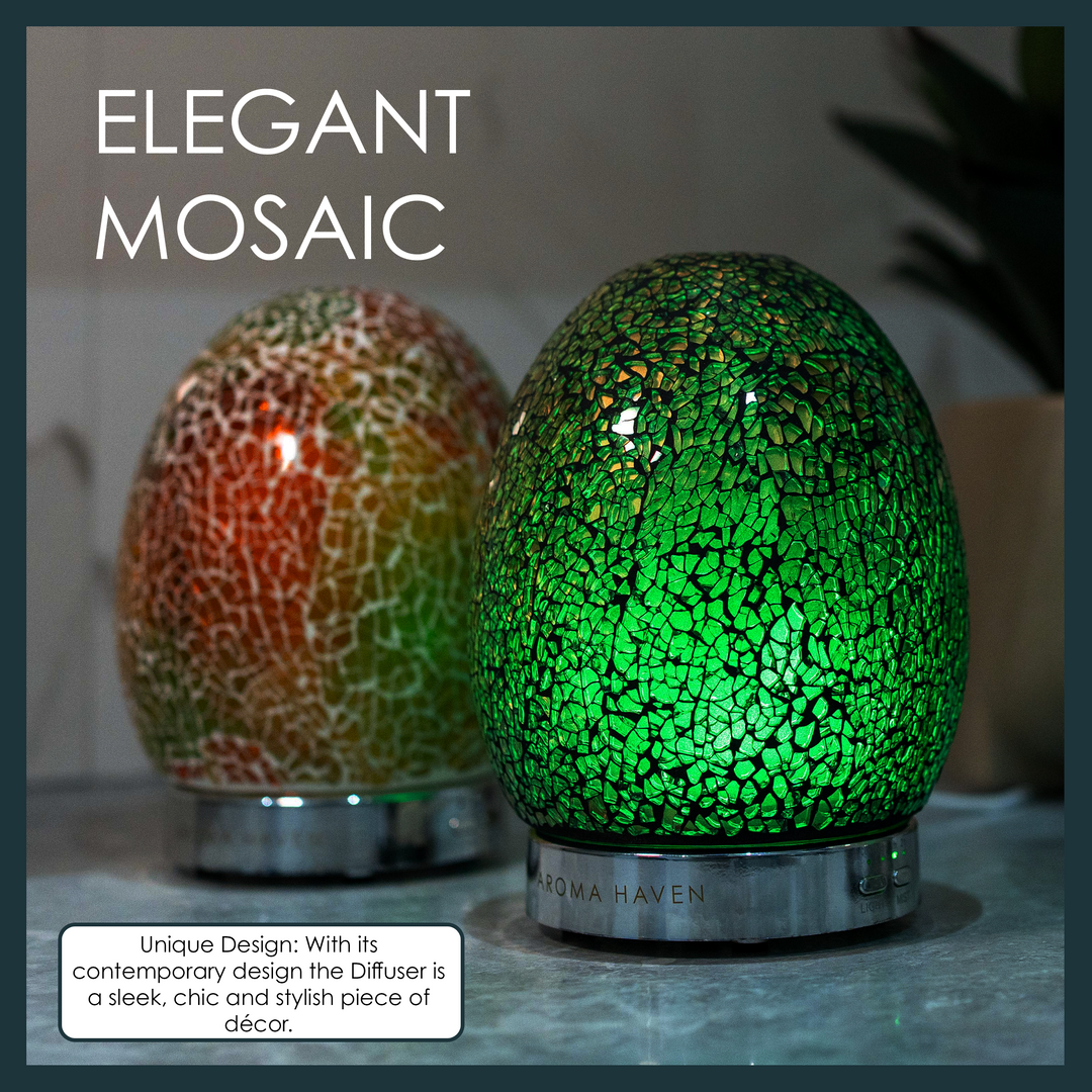 Chic mosaic diffuser, stylish decor piece, enhances ambiance with elegant aroma diffusion.