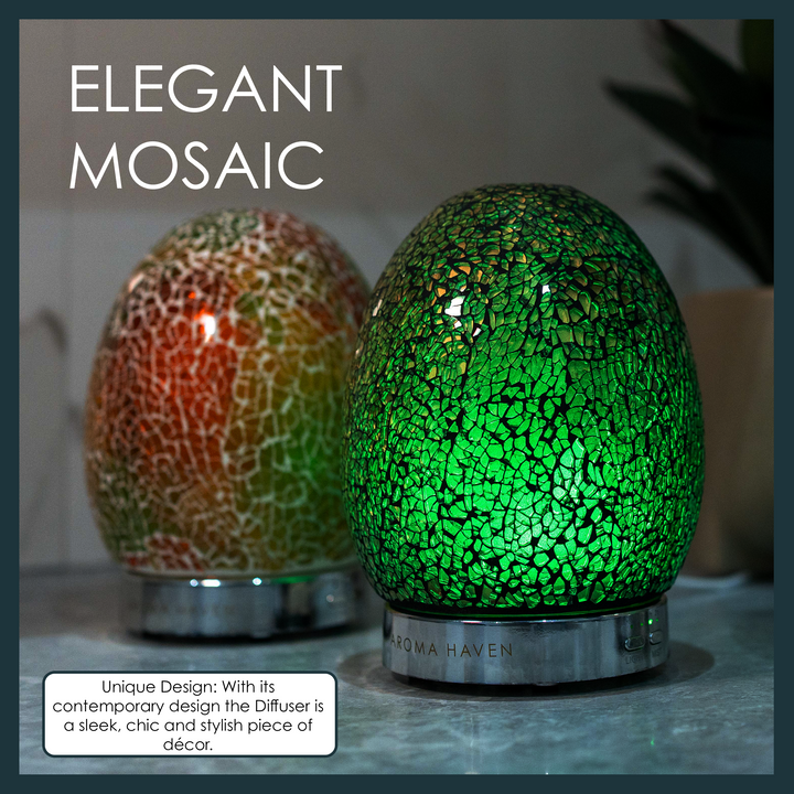 Chic mosaic diffuser, stylish decor piece, enhances ambiance with elegant aroma diffusion.