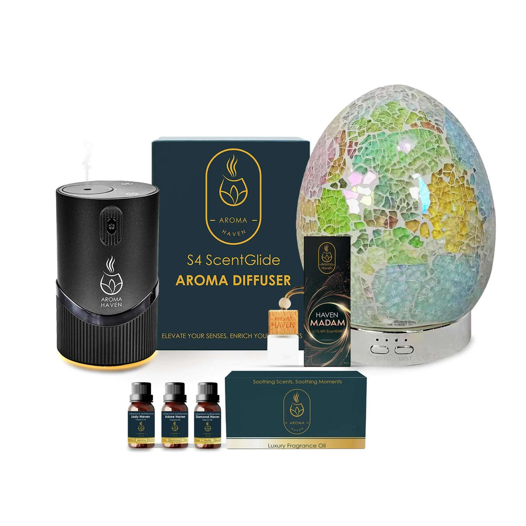 waterless oil diffuser with s3 Pearl ultrasonic diffuser, oil set, car hanging diffuser, wellbeing bundles
