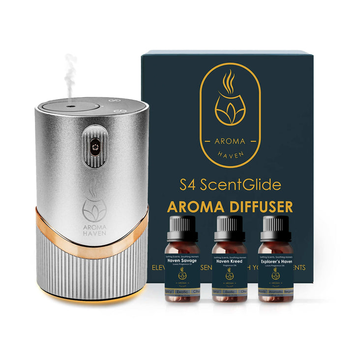 S4 ScentGlide Silver Waterless Diffuser With Oil Set - Aroma Haven