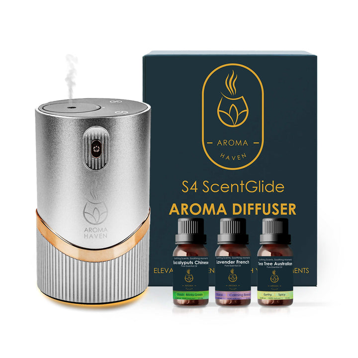 S4 ScentGlide Silver Waterless Diffuser With Oil Set - Aroma Haven