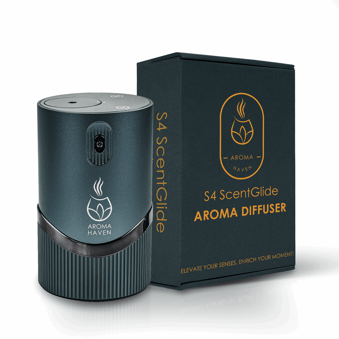 Portable waterless electric Aroma diffuser S4 ScentGlide in mint grey with box