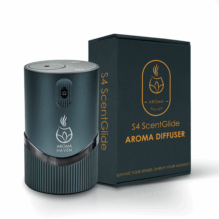 Portable waterless electric Aroma diffuser S4 ScentGlide in mint grey with box