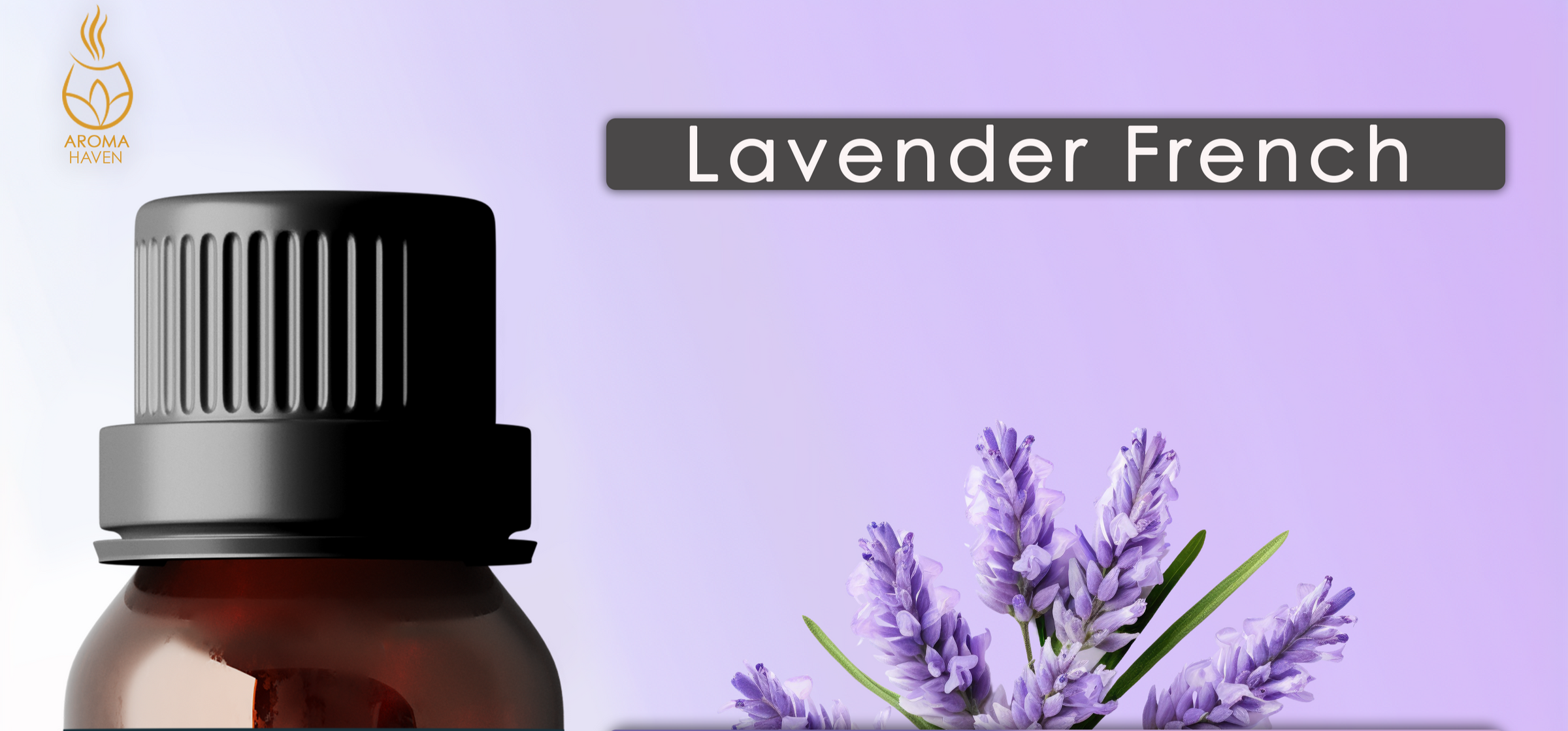 Lavender French Essential Oil by Aroma Haven, 10 ml bottle, floral calming scent for aroma diffusers and electric diffusers.