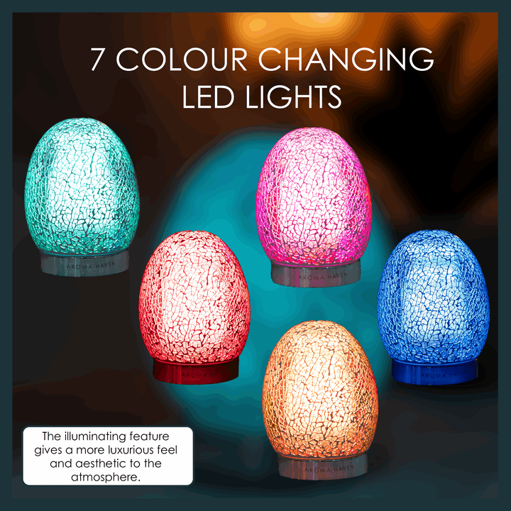 Vibrant LED diffusers, available in multiple colors, create a luxurious and aesthetic atmosphere.