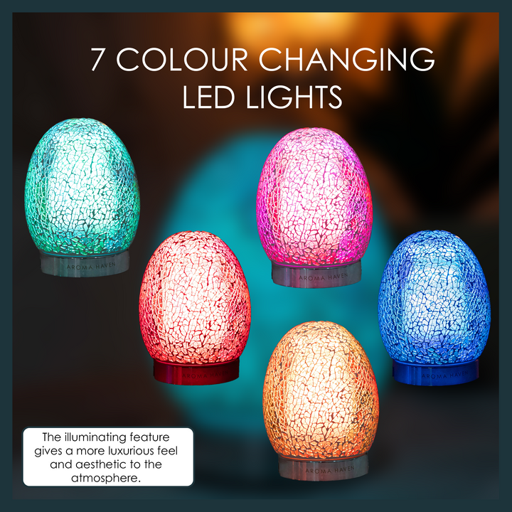 Vibrant LED diffusers, available in multiple colors, create a luxurious and aesthetic atmosphere.