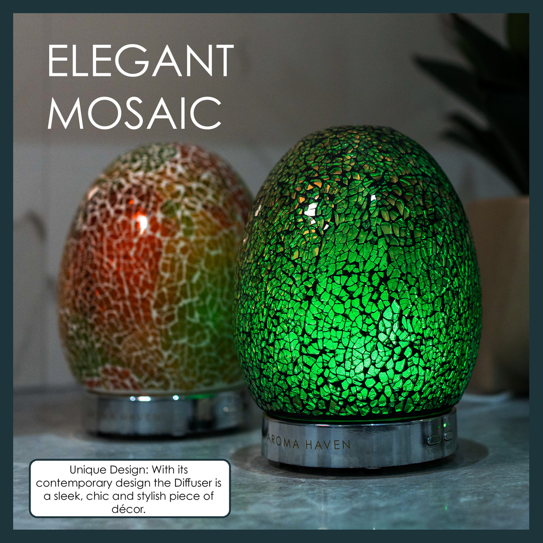 Aroma diffuser with mosaic design, adds a contemporary, stylish touch to any decor setting.