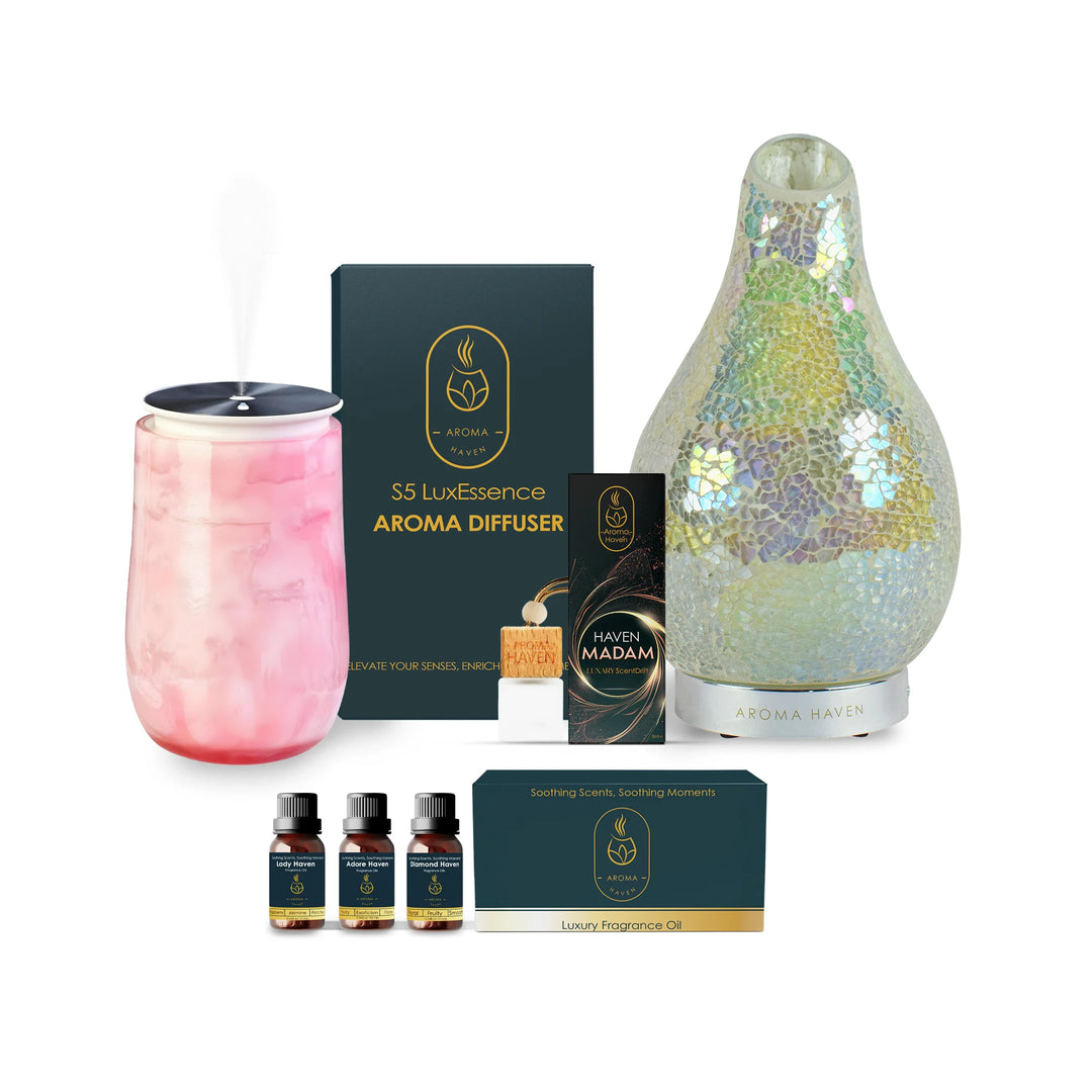 waterless oil diffuser with s1 ultrasonic diffuser , oils set, car freshener, wellbeing bundles 