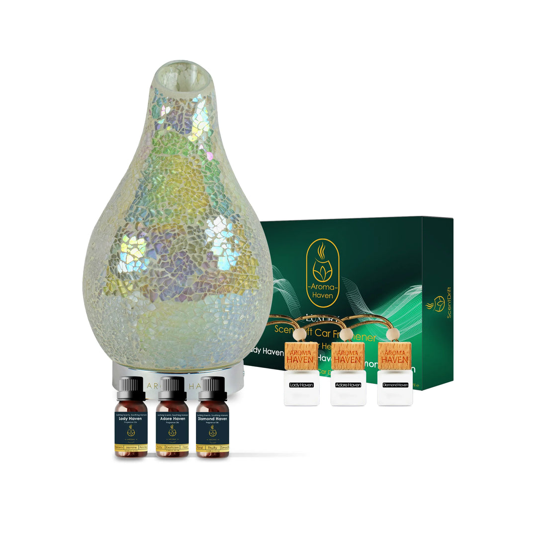 Ultrasonic diffuser pearl S1, with car Freshener, oils set, wellbeing set