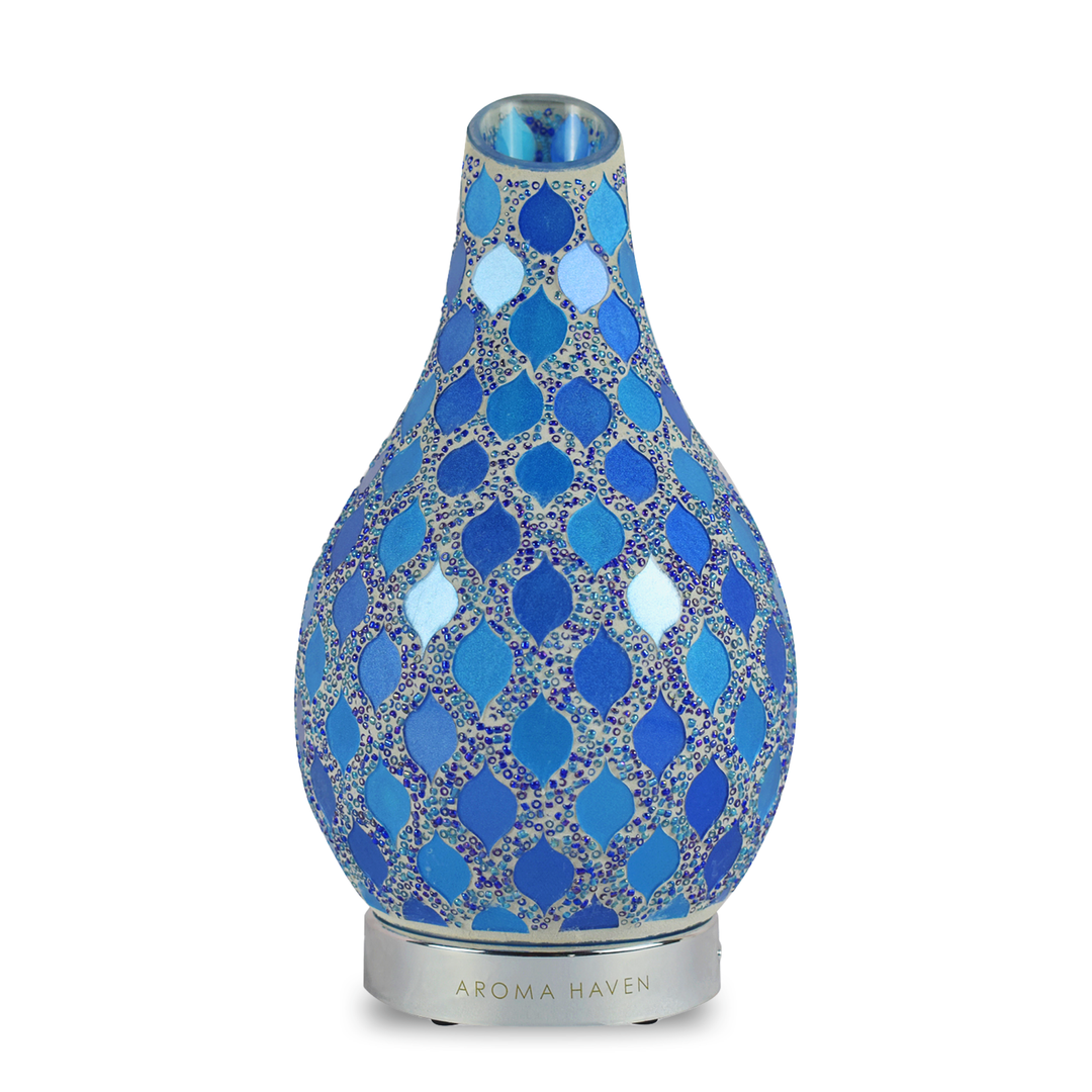 Aroma Haven UK: S1 Star Blue Aroma Diffuser (ceramic) for aromatherapy. Ultrasonic technology creates a calming mist.