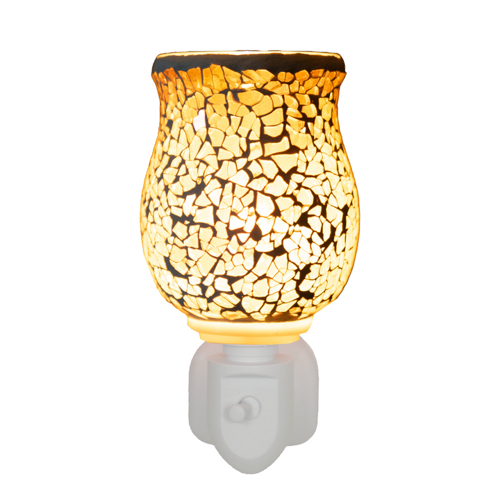 Crackle Rustic S2 Mosaic Plug-In Warmer, Electric Wax Melt Burner and Night Light, enhancing UK home fragrance, available at Aroma Haven.