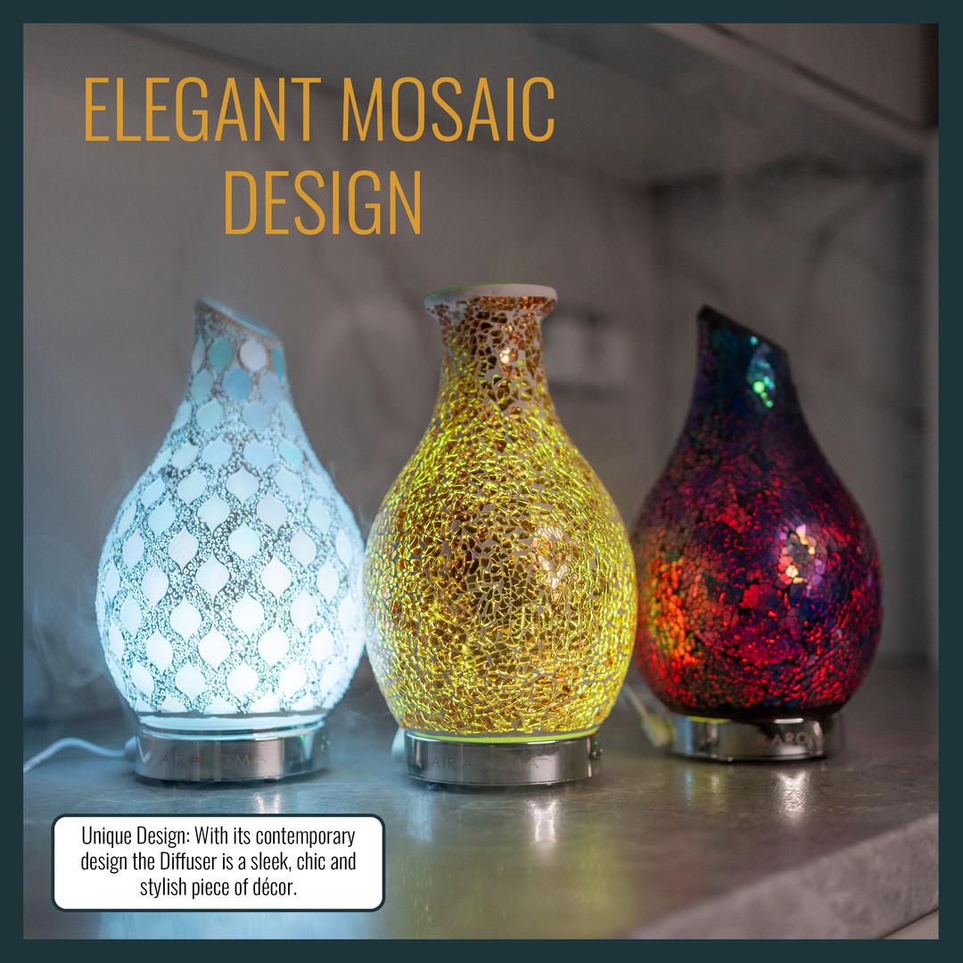 Collection of three diffusers featuring detailed designs in various colors, ideal for adding a touch of elegance to your space.