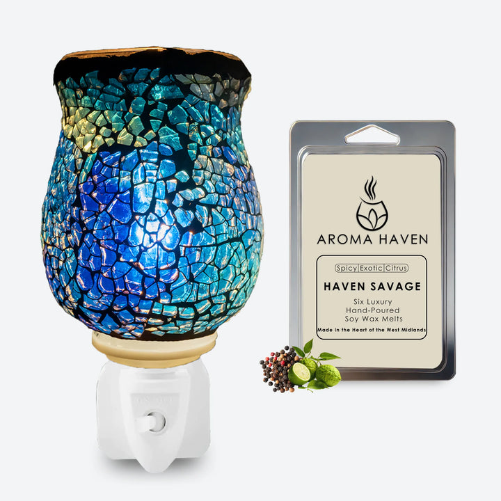 S2 Crackle Blue Plug in Warmer With Wax Melts