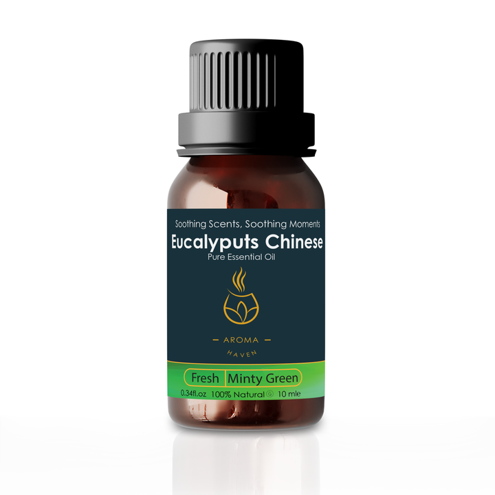 Eucalyptus Chinese Pure Essential Oil, 10 ml bottle, minty green scent, for aroma diffusers, electric diffusers, plug-in warmers.