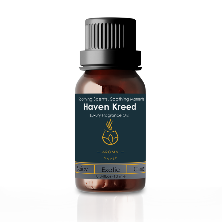 Haven Kreed luxury fragrance oil by Aroma Haven, featuring spicy, exotic, and citrus scents.