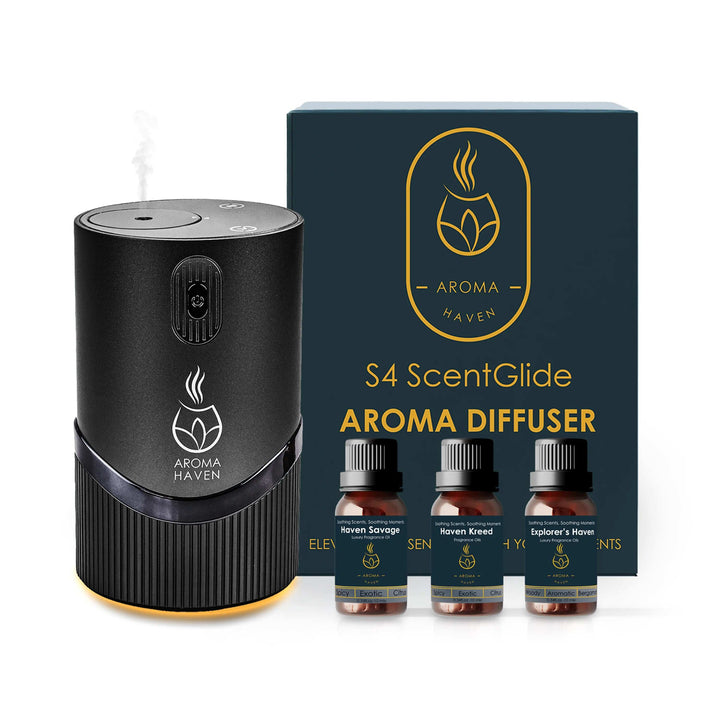 S4 ScentGlide Black Waterless Diffuser With Oil Set - Aroma Haven