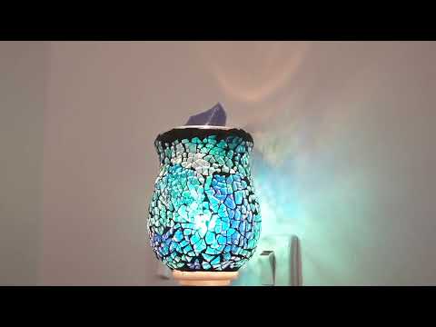 S2 Crackle Blue Mosaic Plug-In Warmer, Electric Wax Melt Burner and Night Light, ideal for aromatic home fragrance, available at Aroma Haven UK.