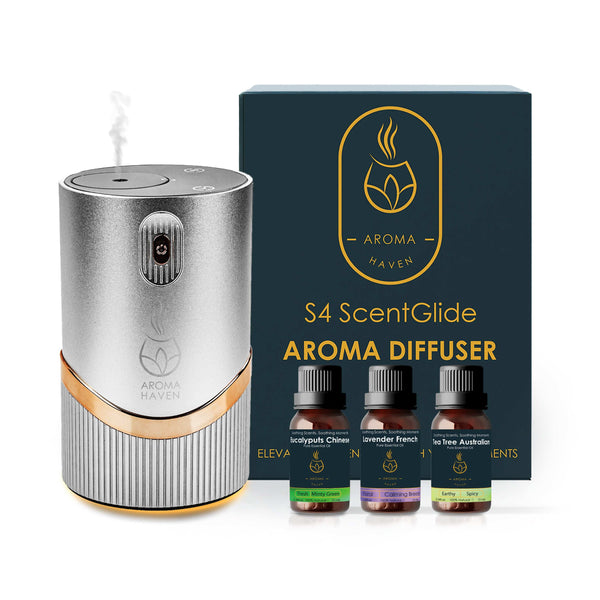 S4 ScentGlide Silver Waterless Diffuser With Oil Set - Aroma Haven