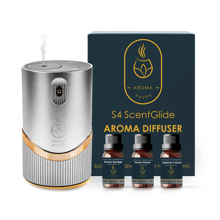 S4 ScentGlide Silver Waterless Diffuser With  Fragrance For Him - Aroma Haven