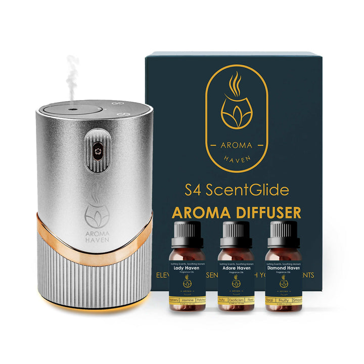 S4 ScentGlide Silver Waterless Diffuser With Fragrance For Her - Aroma Haven