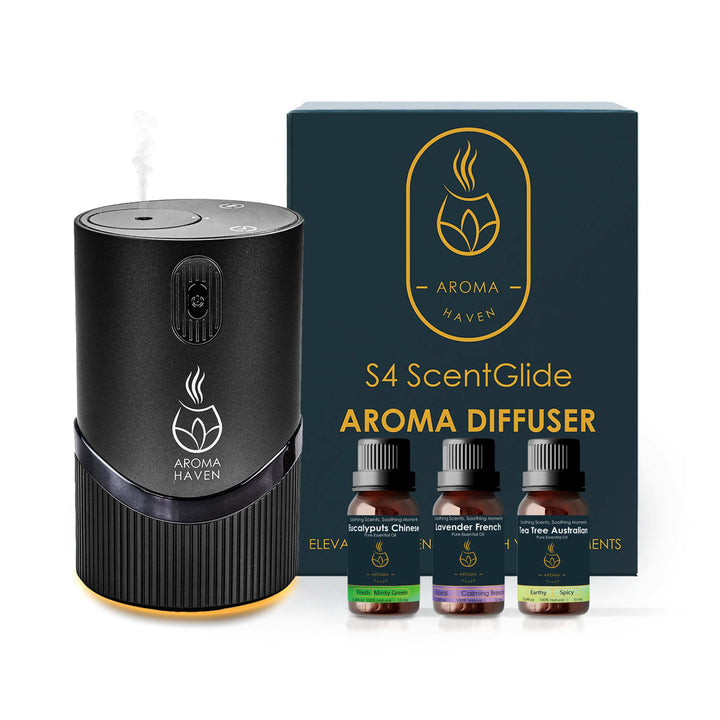 S4 ScentGlide Black Waterless Diffuser With Oil Set - Aroma Haven
