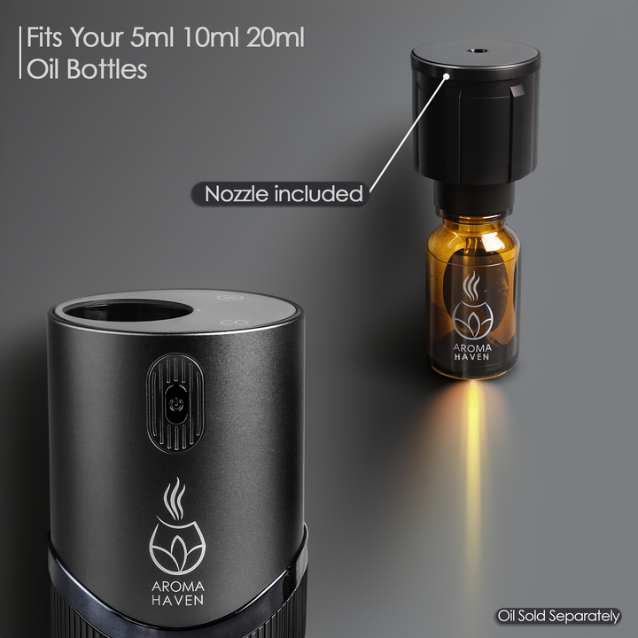 S4 ScentGlide electric diffuser, compatible with 5ml, 10ml, 20ml oil bottles, nozzle included.