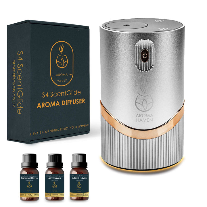 S4 ScentGlide Silver Waterless Diffuser With Fragrance For Her - Aroma Haven