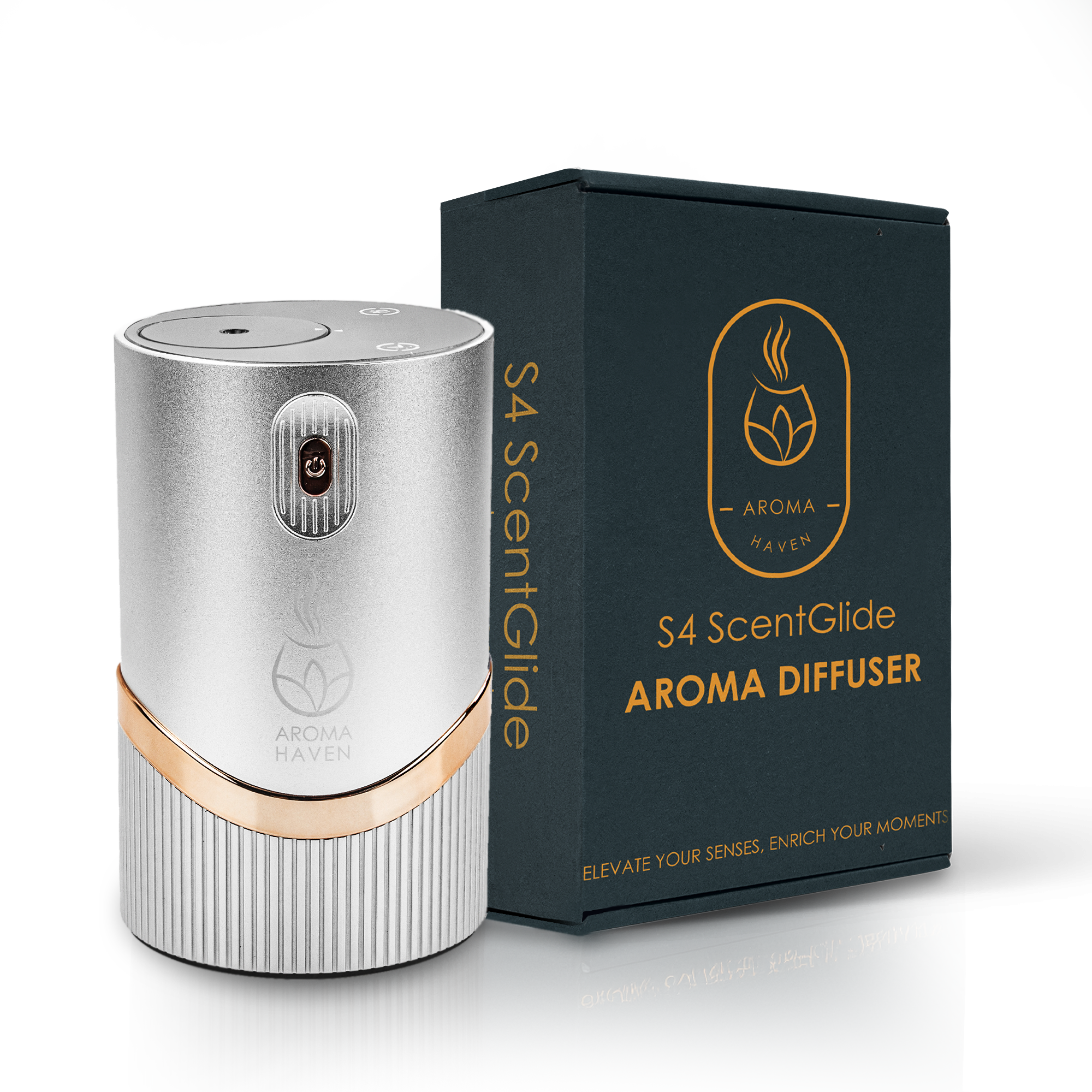 Silver S4 ScentGlide portable waterless electric aroma diffuser with packaging