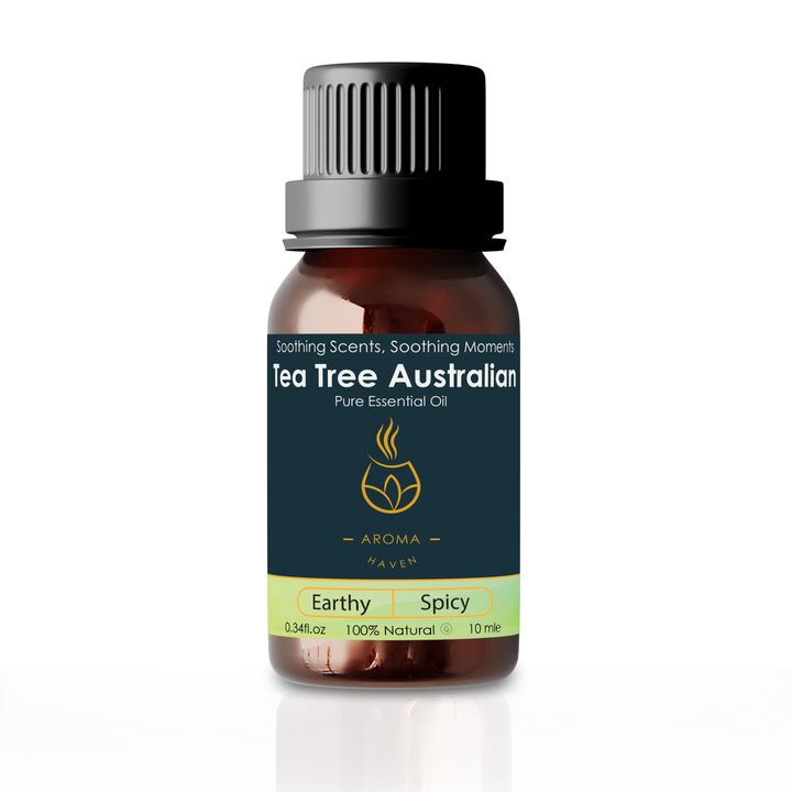 Tea Tree Australian Pure Essential Oil, 10 ml bottle, earthy spicy scent, for aroma diffusers, electric diffusers, plug-in warmers.