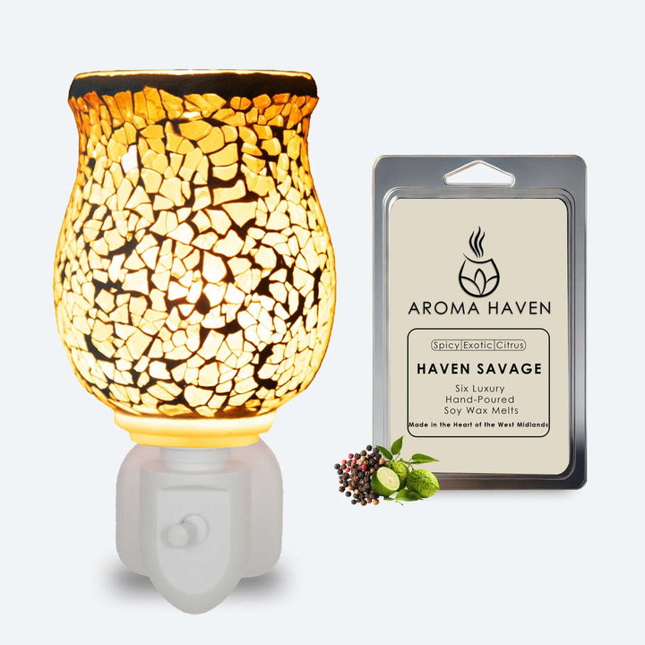 S2 Crackle Rustic Plug in Warmer with Wax Melts - Aroma Haven